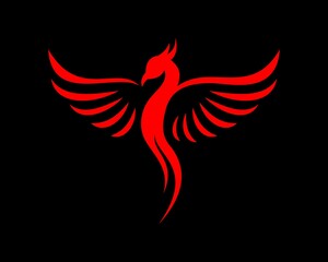 Sticker - Red phoenix with luxury wings