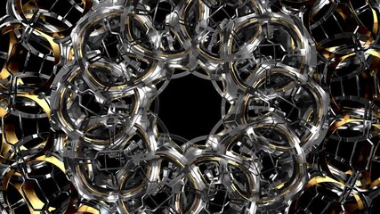 abstract metal circle twisted shape seamless loop animation, abstract engine spiral.