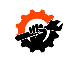 Sticker - Gear with hand and wrench inside