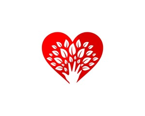 Poster - Love heart with hand and leaf inside