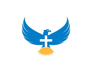 Flying eagle with cross inside