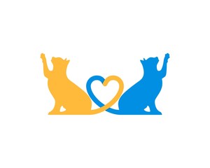 Sticker - Twin cat and tail form a love shape