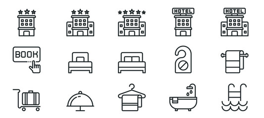 Wall Mural - hotel icons . line vector illustration  