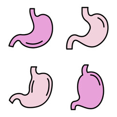 Wall Mural - Stomach icons set. Outline set of stomach vector icons thin line color flat on white