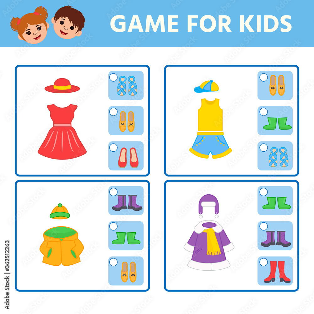 Educational worksheet for children. Game for Kids. Find matching item ...
