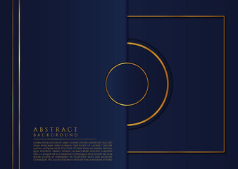 Luxury background abstract design overlap layer circle shape gold metallic and dark blue color