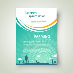 Farming Flyer cover design, template brochure size A4 grass trees clouds