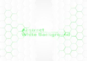 Wall Mural - White abstract polygon background. Vector 3d hexagon paper of business technology green energy texture.