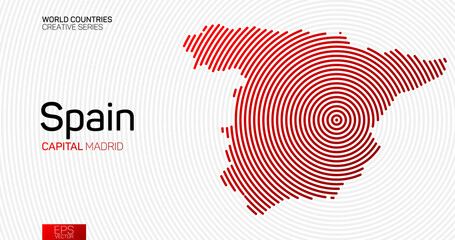 Wall Mural - abstract map of spain with red circle lines