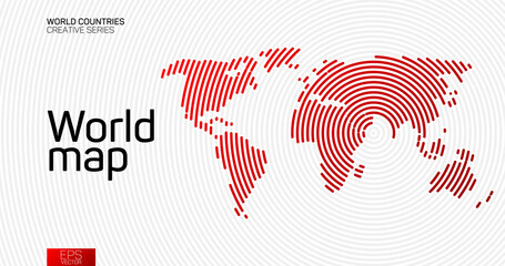 abstract world map with red circle lines