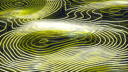 Wall Mural - Abstract background with yellow wavy neon lines