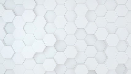 Wall Mural - Abstract geometric white background with hexagons