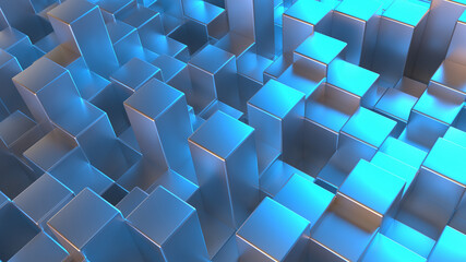Wall Mural - Abstract geometric metal background with cubes