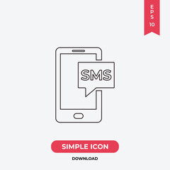 Sticker - Smartphone sms icon vector. Mobile sms sign