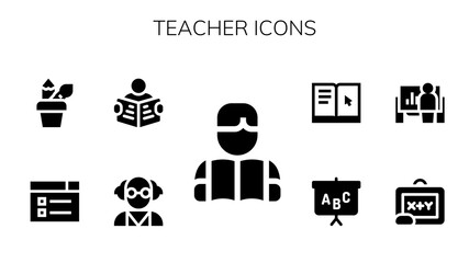 Wall Mural - Modern Simple Set of teacher Vector filled Icons