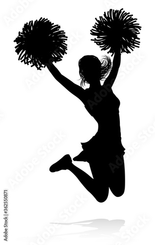 Sports cheerleader in silho...