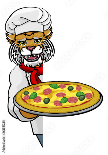 A panther chef mascot carto...
