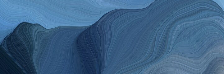 Aufkleber - inconspicuous banner with colorful elegant curvy swirl waves background illustration with teal blue, steel blue and very dark blue color