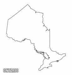 Wall Mural - The Ontario province outline map isolated on white background, Canada