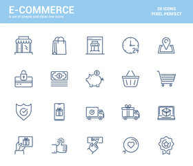 Wall Mural - flat line icons design - e-commerce