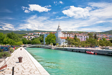 Wall Mural - Crikvenica. Church of the Assumption of the Blessed Virgin Mary and Crikvenica waterfront view