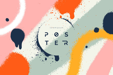 Wall Mural - Abstract vector background with spray paint texture. Colorful graffiti backdrop with blots of paint and place for text. Contemporary poster concept. Art banner design. Grunge style.