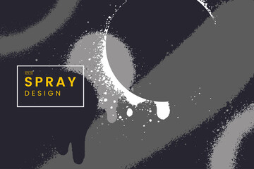 Wall Mural - Abstract vector background with spray paint texture in black and white colours. Graffiti backdrop with blots of paint and place for text. Contemporary poster concept. Art banner design. Grunge style.