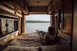 © Branislav - The girls is enjoying a view from the campervan bed on Cape Breton Island