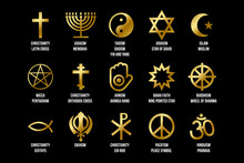 Set Of Religious Signs. Icons For Religion Faith