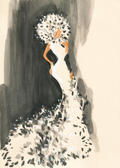 fashion illustration. watercolor painting
