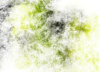 Wall Mural - Digital painted surface in gray, green and yellow colors. Random paint mix on canvas. Contemporary illustration