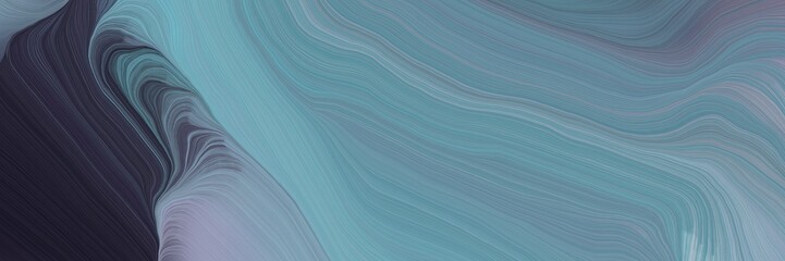 Aufkleber - inconspicuous colorful modern soft curvy waves background design with light slate gray, cadet blue and very dark blue color