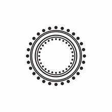 Black Round Frame For Text With Dots And Lines On White Background.