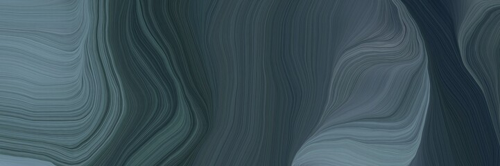 Leinwandbilder - unobtrusive header with elegant smooth swirl waves background illustration with dark slate gray, slate gray and very dark blue color