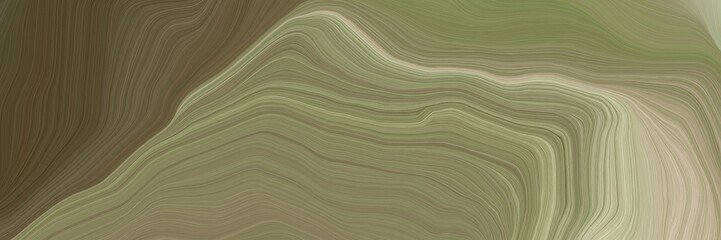 Poster - inconspicuous header with elegant curvy swirl waves background illustration with pastel brown, tan and dark olive green color