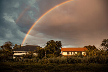 rainbow over the village