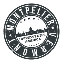 Montpelier Vermont USA Stamp Logo Icon Skyline Silhouette Symbol Round Design Skyline City.
