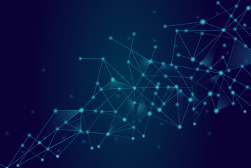 Network abstract connection isolated on blue background. Network technology background with dots and lines for backdrop and ai design.Modern abstract concept. Vector illustration of network technology