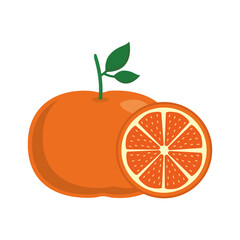 Sticker - mandarine flat style icon design, Fruit healthy organic food sweet and nature theme Vector illustration