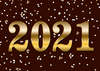 Happy new year 2021 gold number with confetti design, Welcome celebrate greeting card happy decorative and celebration theme Vector illustration