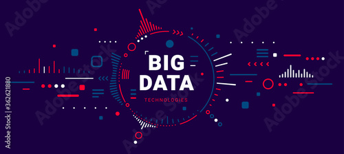 Fotografía Big data connection complex visualization on dark background