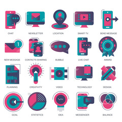 Wall Mural - Business and marketing, programming, data management, internet connection, social network, computing, information. Flat vector illustration	
