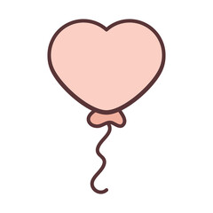 Poster - balloon shape heart love decoration celebration line and fill icon