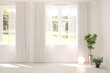 © AntonSh - White empty room with summer landscape in window. Scandinavian interior design. 3D illustration