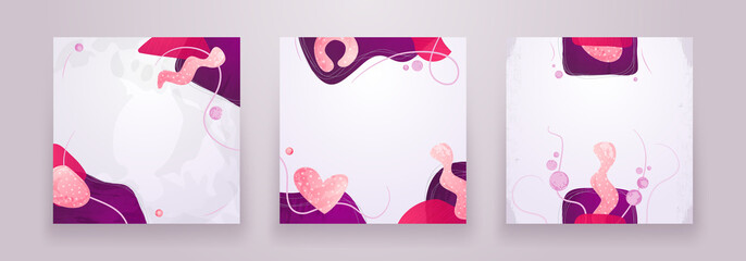 Wall Mural - set of creative minimalist hand drawn abstract background. modern fluid abstract shapes in contempor