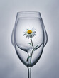 Chamomile flower in a glass glass
