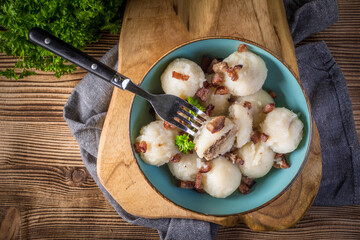 Canvas Print - Meat stuffed potato dumplings.