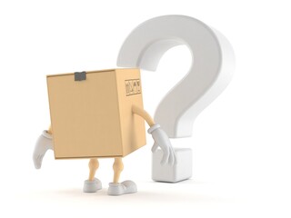 Poster - Package character looking at question mark symbol