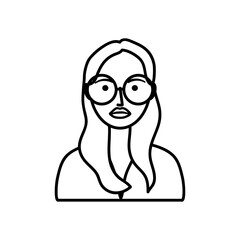 Canvas Print - avatar girl with glasses, line style