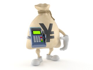 Sticker - Yen money bag character holding credit card reader